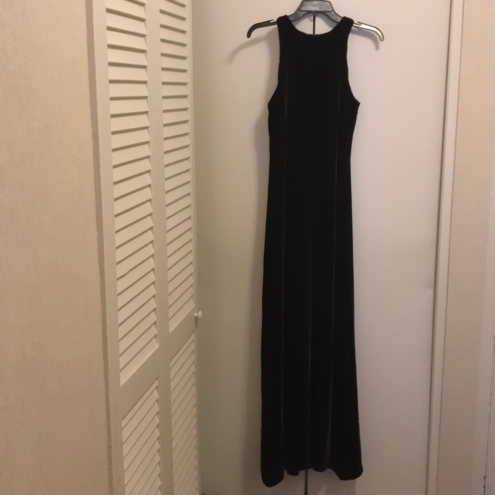 Nicole Miller chocolate velvet evening gown.